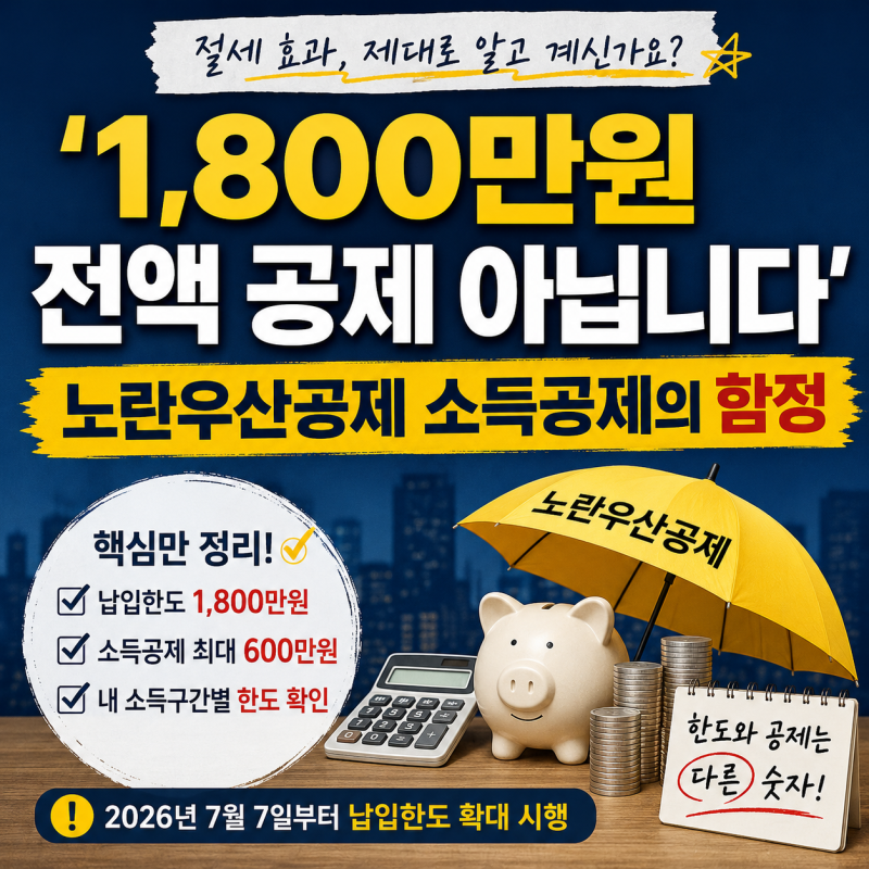 ‘1,800만원 전액 공제 아닙니다’ 노란우산공제 소득공제의 함정