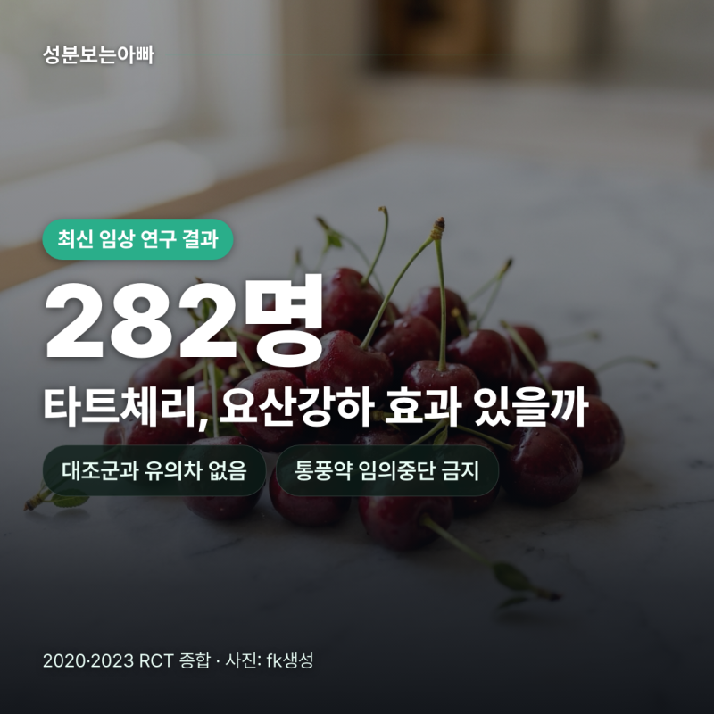 요산수치 높으면 타트체리 먹어도 되나요? 임상 연구와 통풍약 병용 주의점