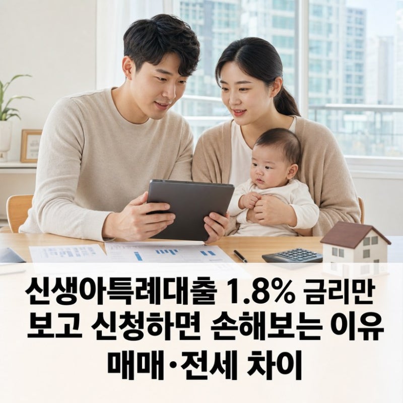 신생아특례대출 1.8% 금리만 보고 신청하면 손해보는 이유 매매·전세 차이