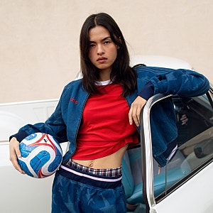 (W)아디다스 USA 데님 그래픽 바시티 봄버 자켓 ADIDAS SST DENIM GRAPHIC VARSITY BOMBER JACKET KE2346