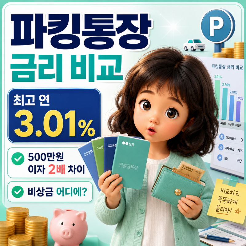 2026 파킹통장 금리 비교, 500만원 넣으면 이자가 2배 차이? 비상금 어디에 둘까