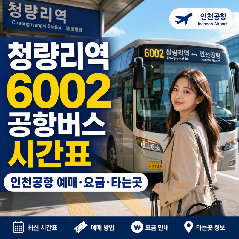 청량리역 6002 공항버스 시간표｜인천공항 예매·요금·타는곳