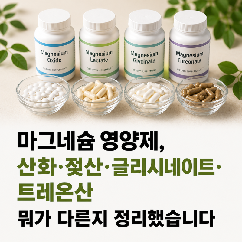 마그네슘 영양제, 산화·젖산·글리시네이트·트레온산 뭐가 다른지 정리했습니다
