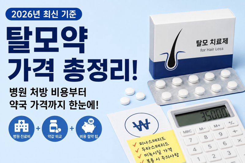 탈모약 가격 총정리! 처방부터 약국 비용까지 한눈에 알아보기 (2026년 기준)