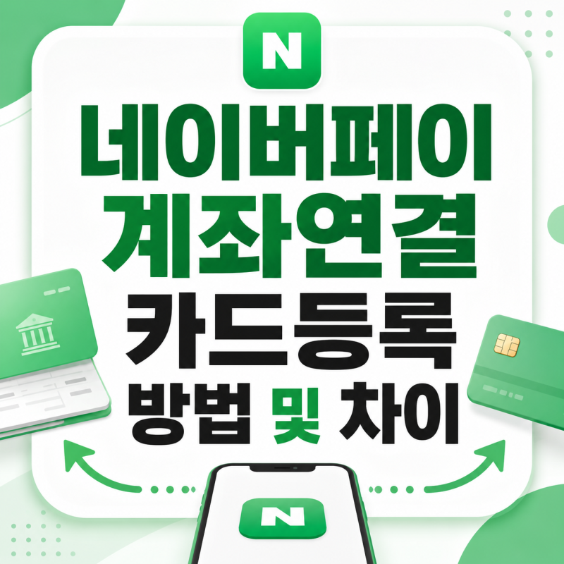 네이버페이 신규또는 기존사용자 결제계좌 연결,삭제 방법과 카드 등록 차이까지 정리