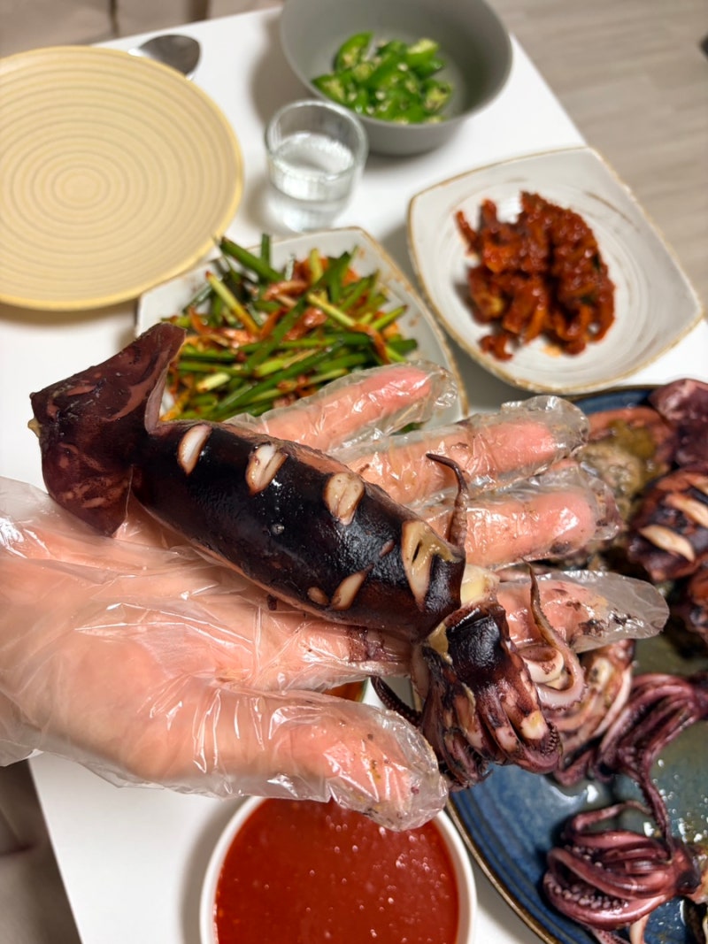[통수산 채낚기 초코오징어 1kg]어른들의 두쫀쿠 인스타 오징어통찜 찌는법,맛,크기 솔직후기