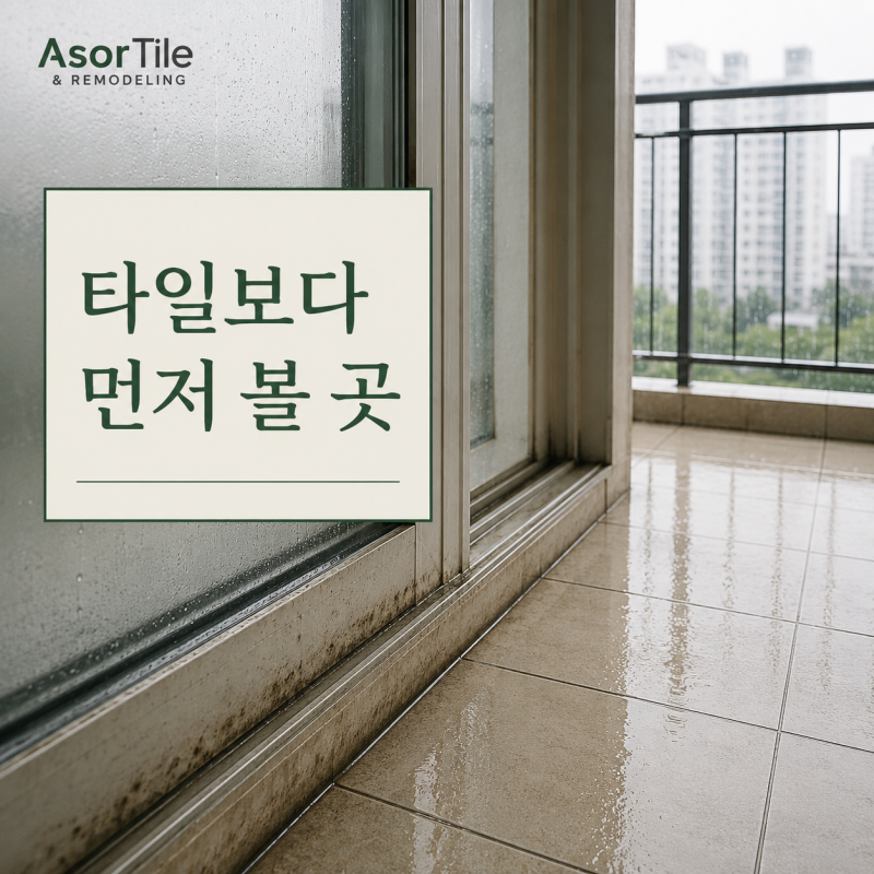 양주 베란다 타일 누수, 비 오는 날 바닥이 젖는다면 창틀 실리콘부터 확인하세요