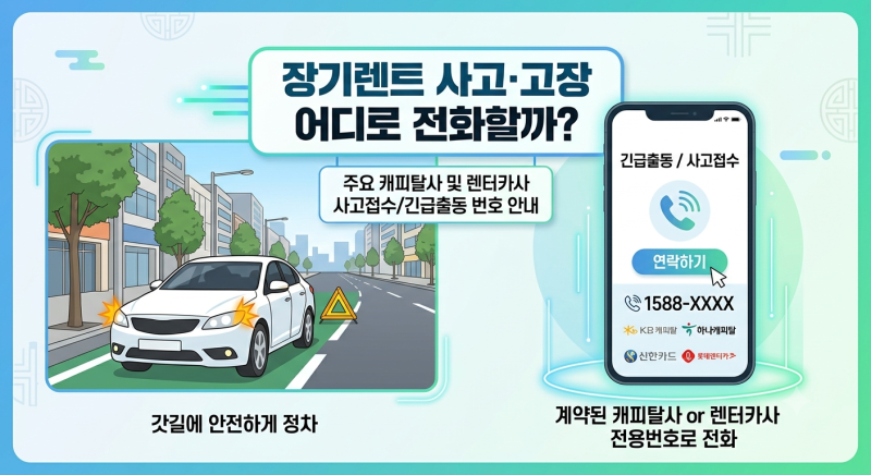 장기렌트 차량 사고·고장, 어디에 먼저 전화할까? 금융사별 연락처 저장용