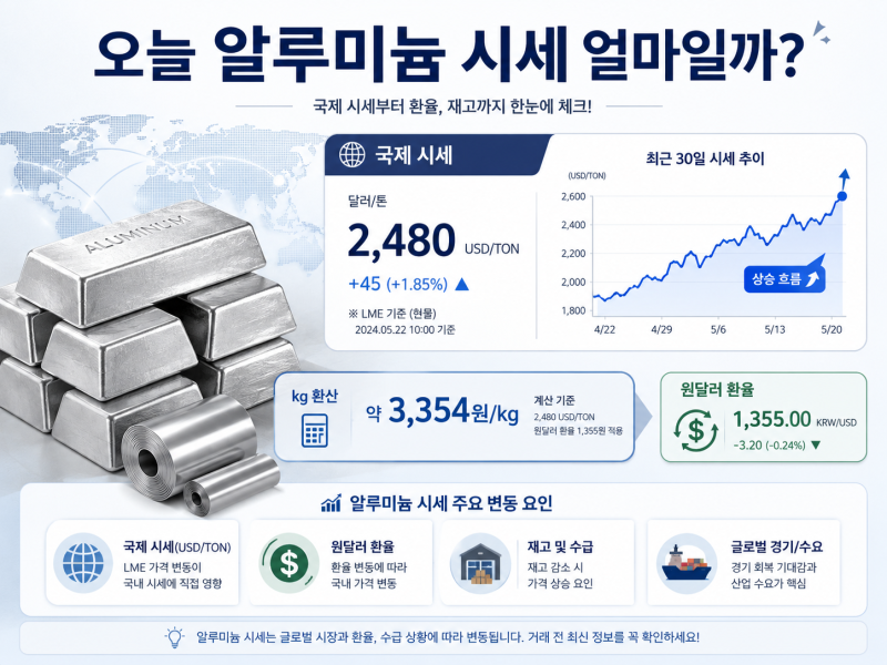 오늘 알루미늄 시세 얼마? kg 가격 실시간 조회 방법 정리