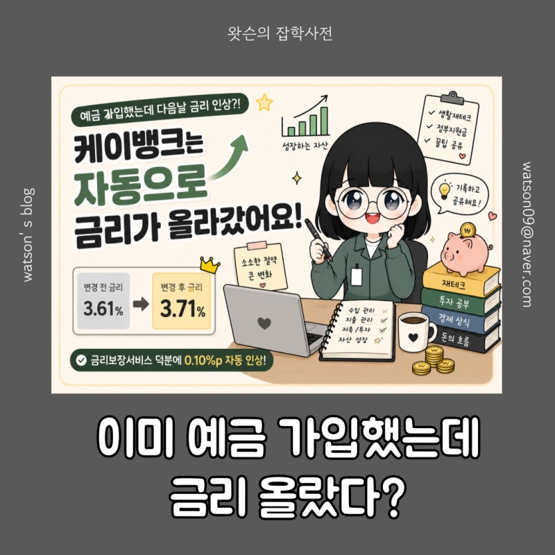 이미 예금 가입했는데 금리 올랐다? 케이뱅크는 자동으로 금리가 올라갔다.(금리보장서비스)