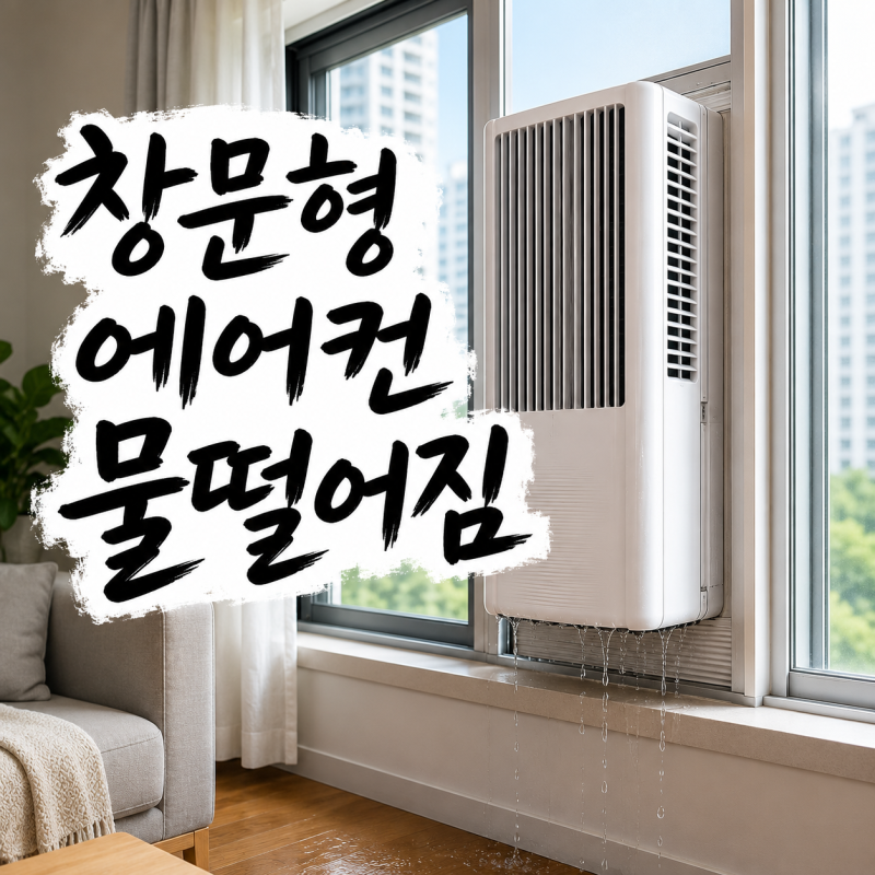 창문형 에어컨 물떨어짐 설치 각도 배수마개부터 확인했어요