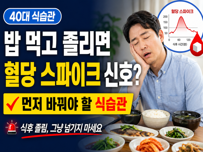 밥 먹고 졸리다면 혈당스파이크 신호일까? 40대가 먼저 바꿔야 할 식사법