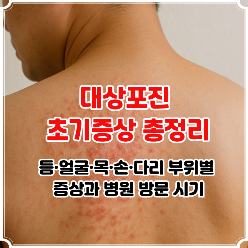 대상포진 초기증상 총정리｜등·얼굴·목·손·다리 부위별 증상과 병원 방문 시기