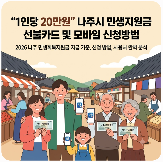 "1인당 20만원" 나주시 민생지원금 선불카드 및 모바일 신청 총정리