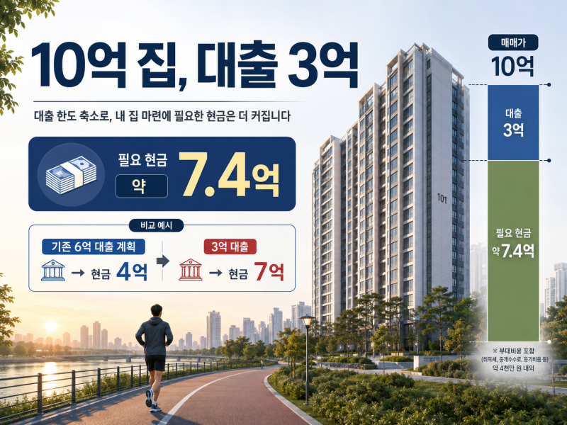 10억 집, 대출 3억이면 현금이 얼마나 필요할까 — 금리보다 한도가 더 무섭습니다