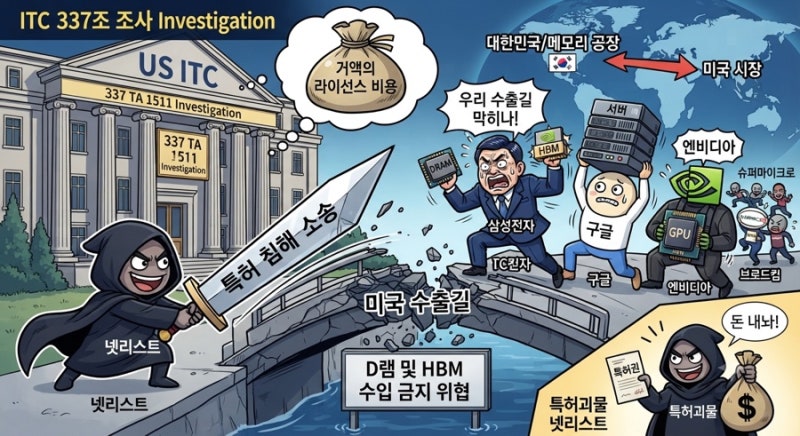 반도체주 불난 집에 기름 붓는 상황 넷리스트 또 칼 뽑았다 미국 ITC 삼성전자 구글 엔비디아 ....