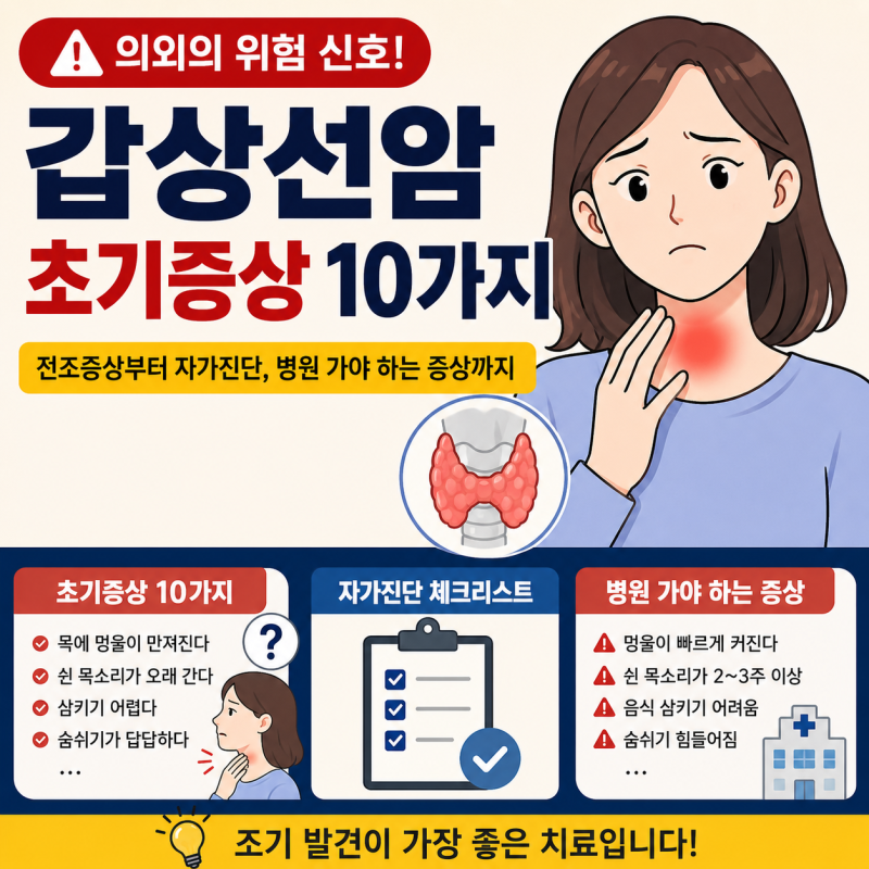 갑상선암 초기증상 10가지, 의외의 위험 신호갑상선암 전조증상부터 자가진단 체크리스트, ....