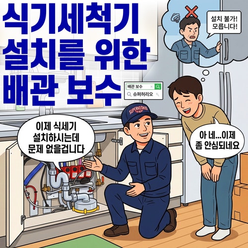 수원 힐스테이트영통 식기세척기 설치 불가? 싱크대 하부장 멀티트랩/바닥 배관 개조 현장