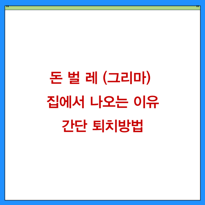 돈벌레 집에서 나오는 이유, 간단 퇴치방법