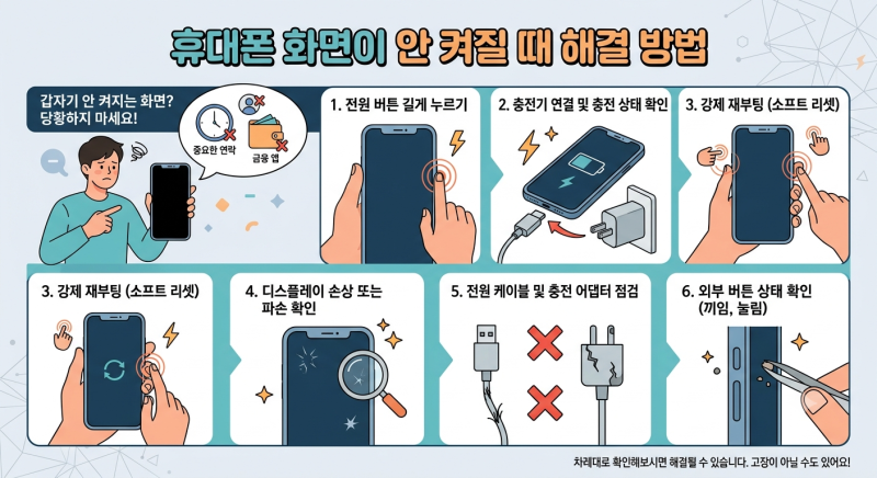 휴대폰 화면이 갑자기 안 켜질 때 해결 방법 총정리