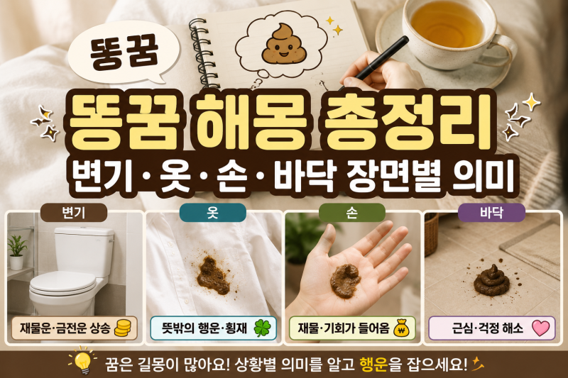 똥꿈 해몽 총정리, 변기·옷·손·바닥 장면별 의미