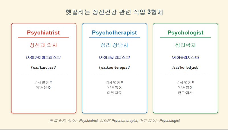 정신과 의사는 영어로 Psychiatrist일까? Therapist와 Psychotherapist 차이까지 완벽 정리
