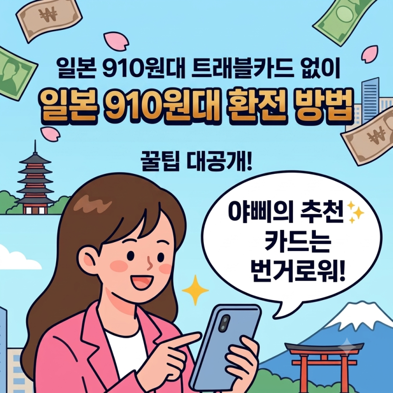일본 910원대 환전, 트래블카드 없이 하는 법! 카드 발급 번거로울 때 현실 꿀팁