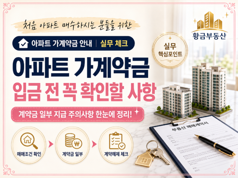 아파트 가계약금 입금 전 체크사항｜계약금 일부 지급 시 주의할점