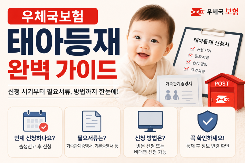 우체국보험 태아등재 방법, 출생신고 후 준비서류 한눈에 정리