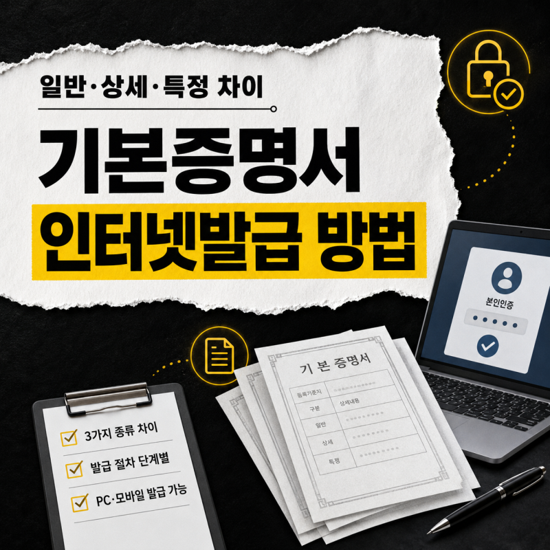 기본증명서 인터넷발급 방법 | 일반·상세·특정 차이, 비용·PDF 저장 총정리