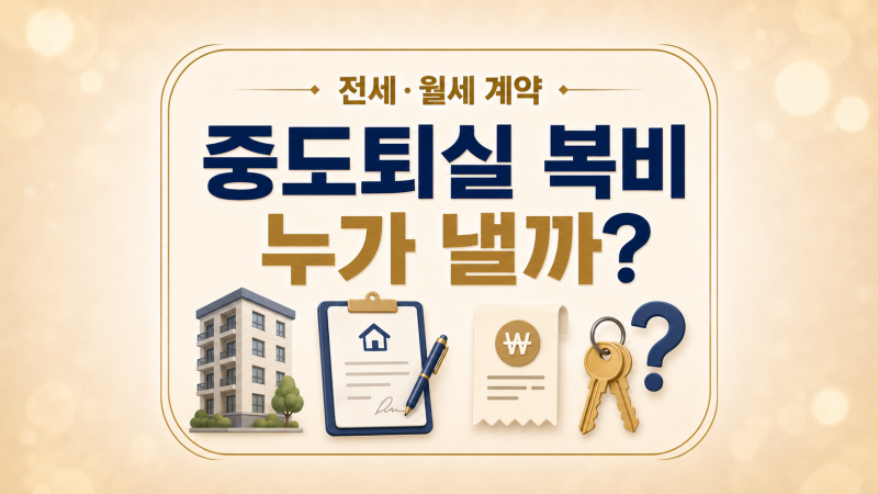 전세 월세 계약 중도 퇴실 중개 보수(복비)는 누가 낼까? 묵시적 갱신·계약 갱신청구권·보증....