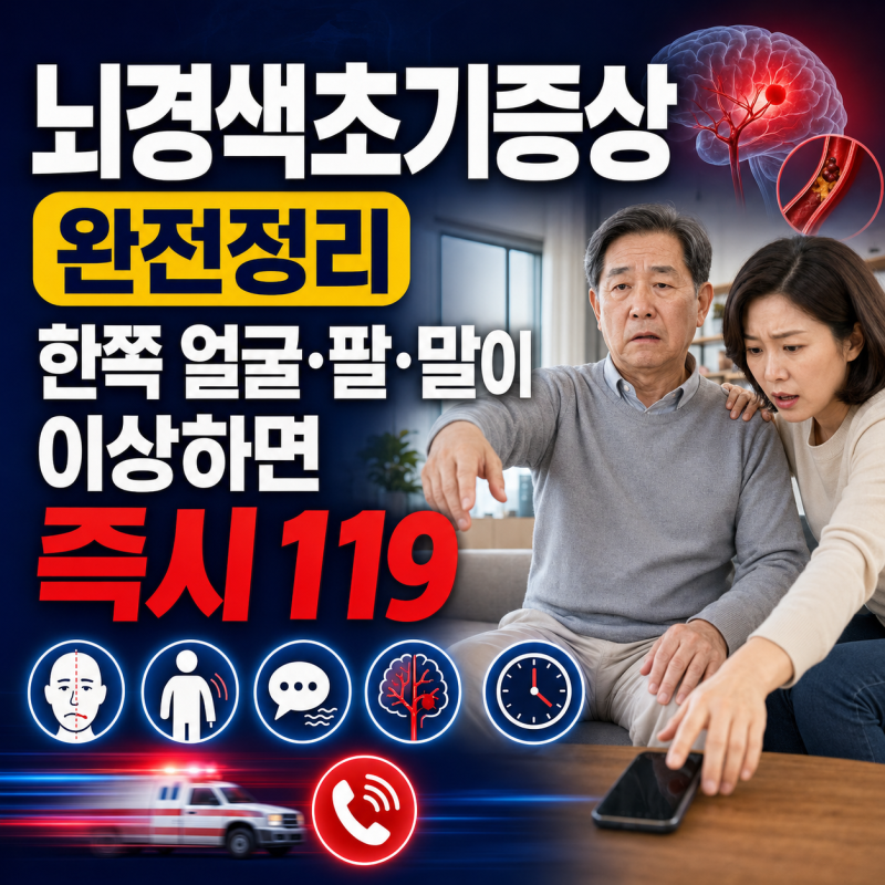 뇌경색초기증상 완전정리｜한쪽 얼굴·팔·말이 이상하면 즉시 119