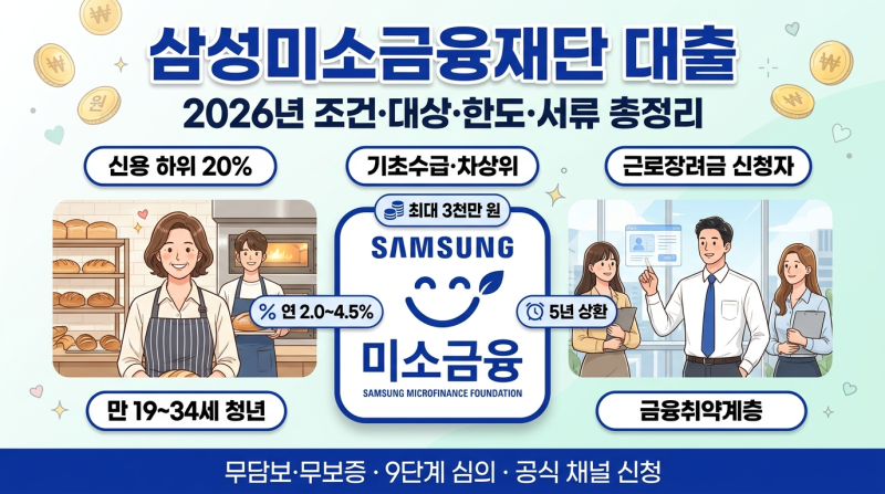 2026 삼성미소금융재단 대출 조건 대상 한도 서류 총정리