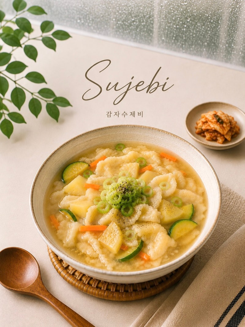 [레시피] 비 오는 날 생각나는 감자수제비 레시피｜쫄깃한 반죽으로 만드는 따뜻한 한 그릇