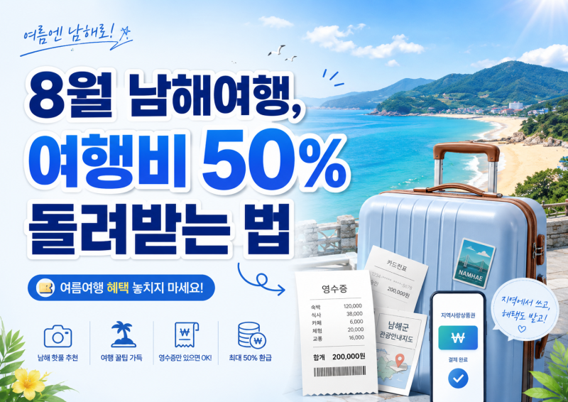 8월 남해여행 반반남해 총정리, 여행비 50% 돌려받는 신청방법