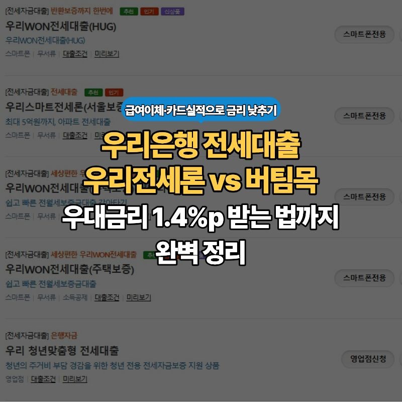 우리은행 전세대출 - 우리전세론과 버팀목, 뭐가 다른지 정확히 정리했습니다