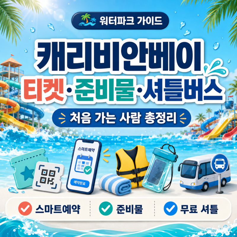 캐리비안베이 티켓 싸게 사는 법, 오후권, 제휴카드, 셔틀버스 비교