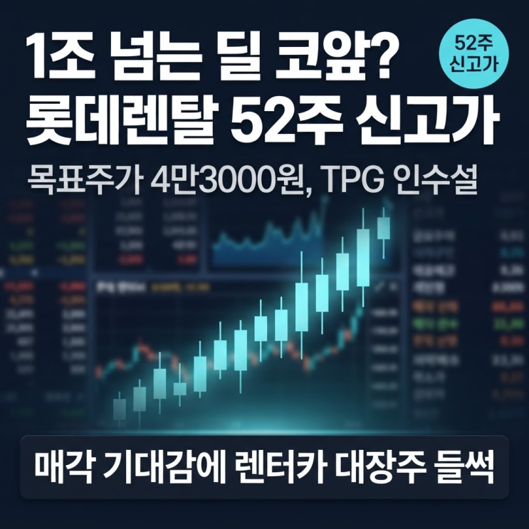 "1조 넘는 딜 코앞이라는데" <b>롯데렌탈</b> 52주 신고가 터진 이유
