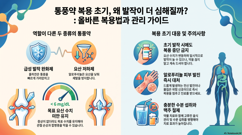 통풍약(알로푸리놀·콜히친) 먹기 전 — 초기 발작·요산 관리