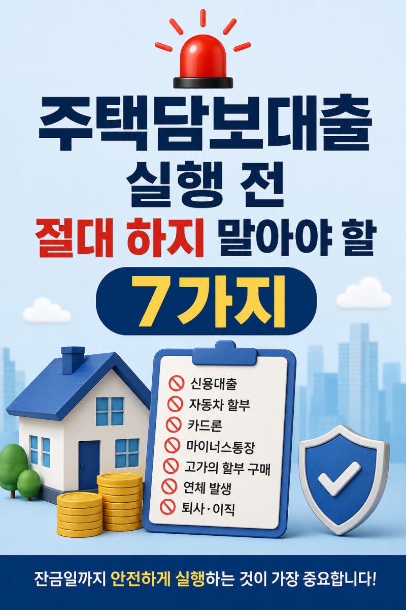 주택담보대출 승인 후 신용대출 받아도 될까? 실행 전 절대 하지 말아야 할 7가지