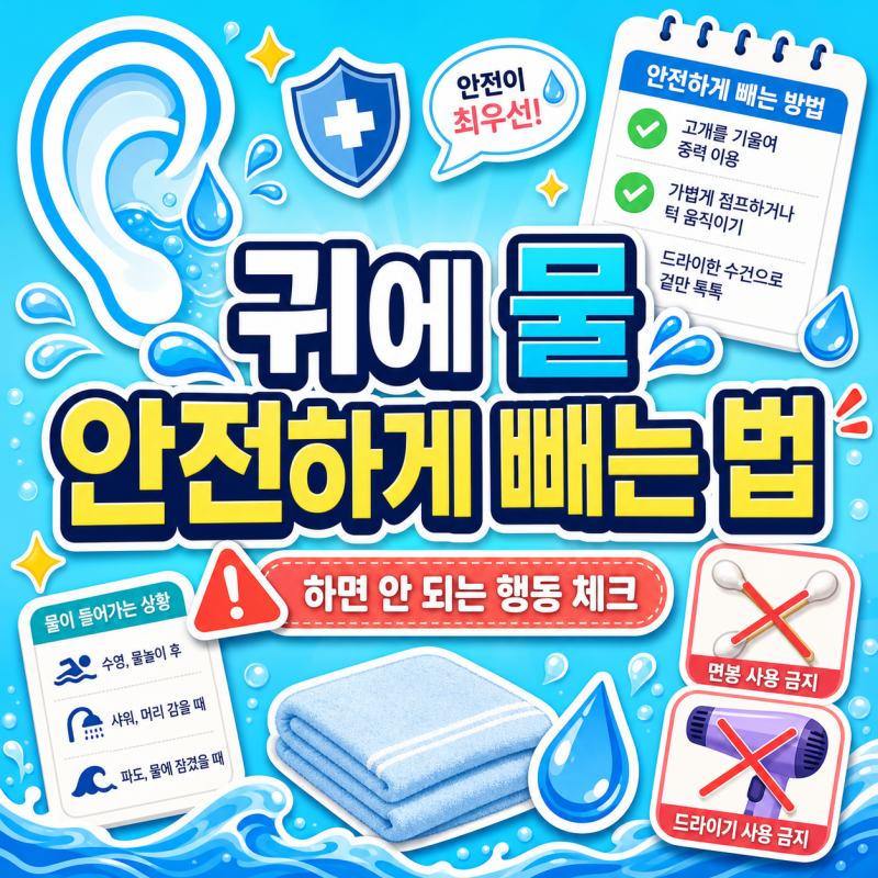 귀에 물 들어갔을 때 하면 안 되는 행동과 안전하게 빼는 법