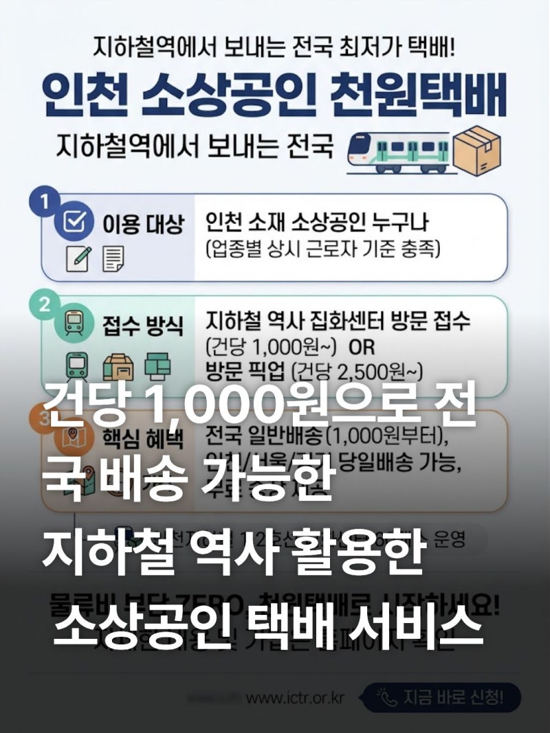 인천 소상공인 천원택배 신청 방법 및 이용 가이드 완벽 정리