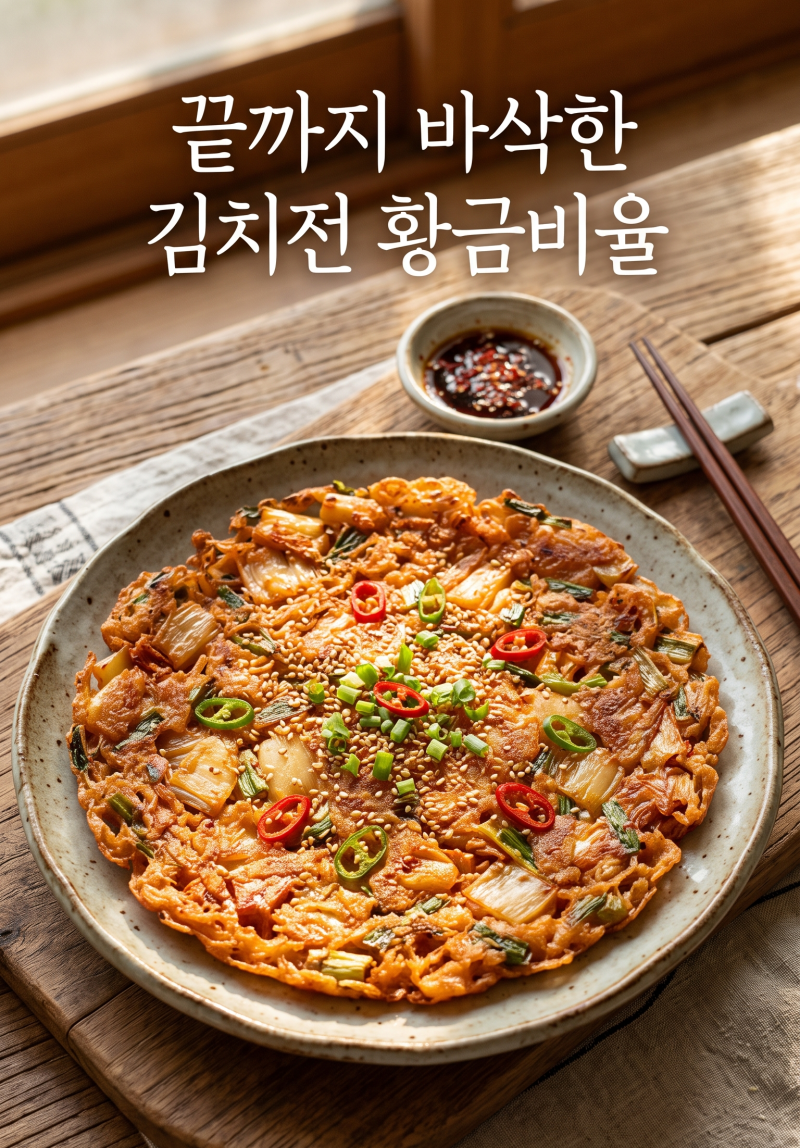김치전 바삭하게 만드는 법, 식어도 눅눅하지 않은 반죽의 비밀 황금비율