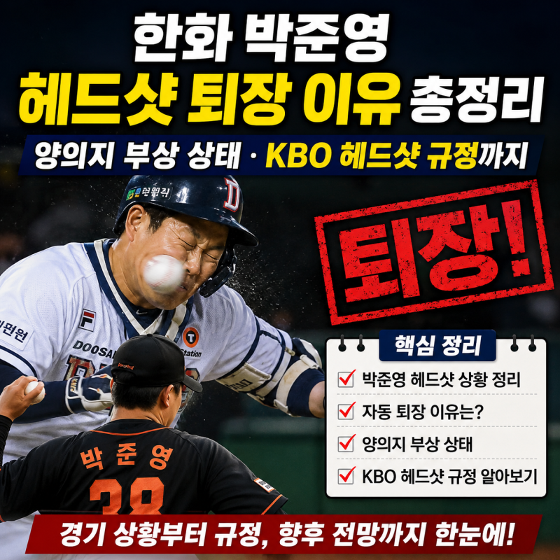 한화 박준영 헤드샷 퇴장 이유 총정리｜양의지 부상 상태·KBO 헤드샷 규정까지
