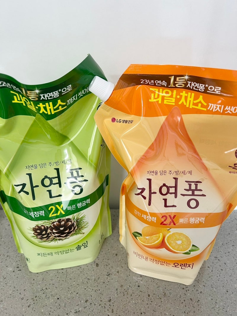 LG생활건강 자연퐁 주방세제 솔잎 & 오렌지 리필용