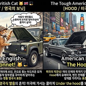 영국과 미국의 자동차 언어 장벽을 보여주는 대표적인 단어 쌍 Bonnet vs Hood (자동차 보닛/후드....