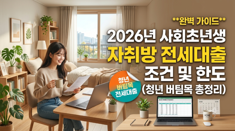 2026년 사회초년생 자취방 전세대출 조건 및 한도 (청년 버팀목 총정리)