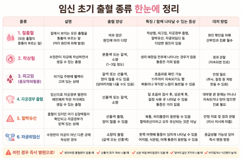 임신 초기 출혈, 무조건 유산은 아니에요! 질출혈부터 피고임까지 정리