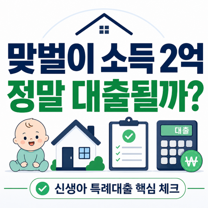 2026 신생아 특례대출｜맞벌이 소득 2억이면 다 될까? 4억 한도 전 볼 6가지