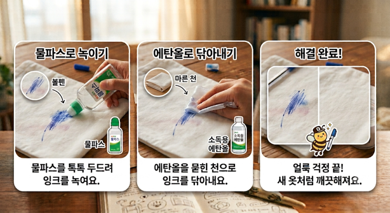옷에 묻은 볼펜 자국 & 김치 국물 싹 지우는 생활 꿀팁!